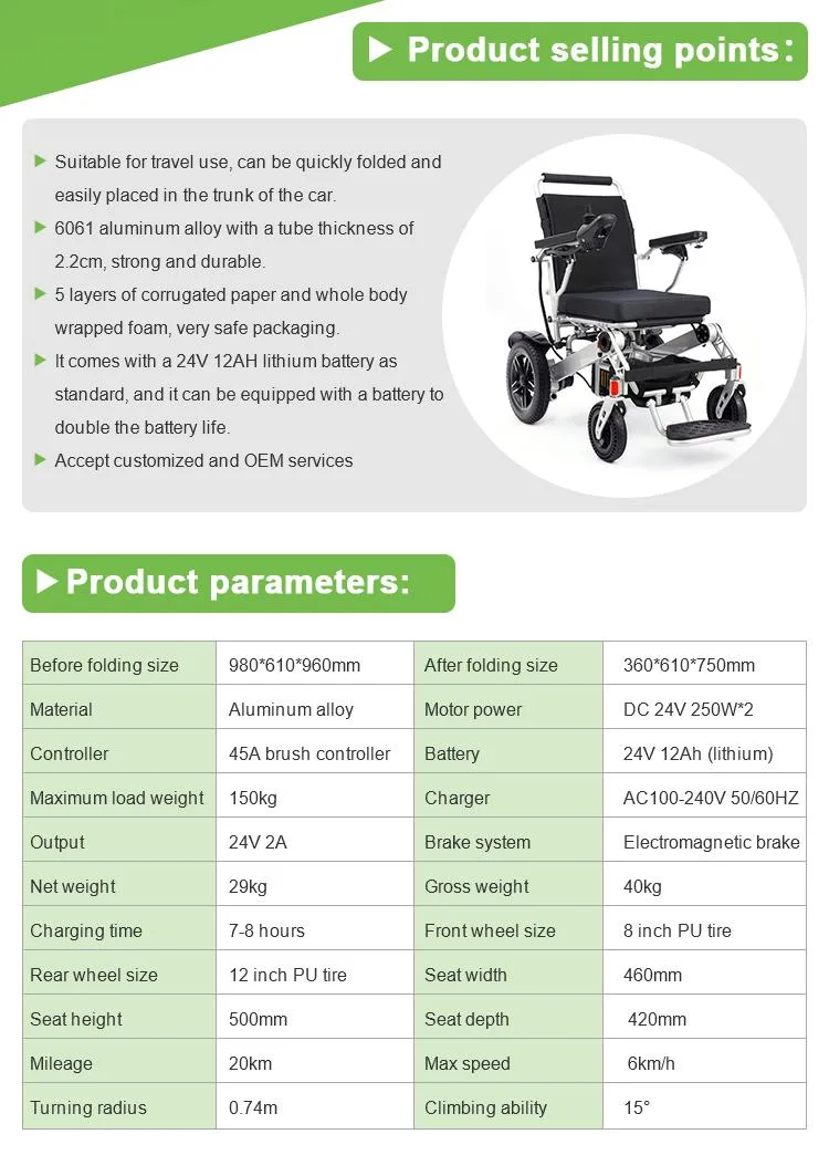 High Quality Remote Control Wheelchair Electric Automatic Foldable Wheelchair for Disabled People