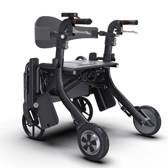 4개의 바퀴 힘 회전 바퀴 달린 보행자 휠체어를 가진 접히는 전기 Rollator